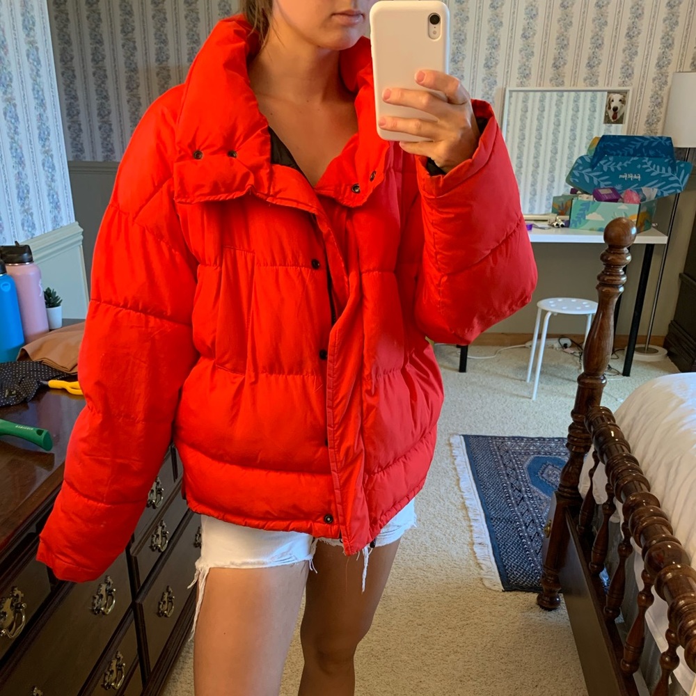 Urban Outfitters Red Puffer Jacket